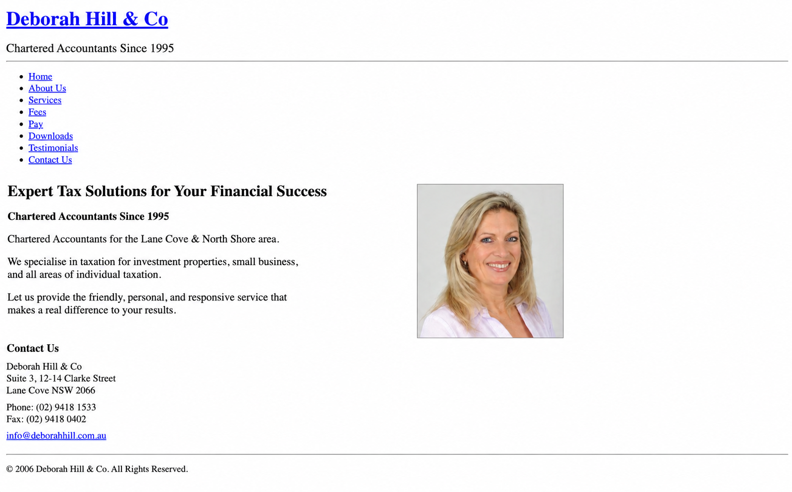 Before: Deborah Hill and Co original website